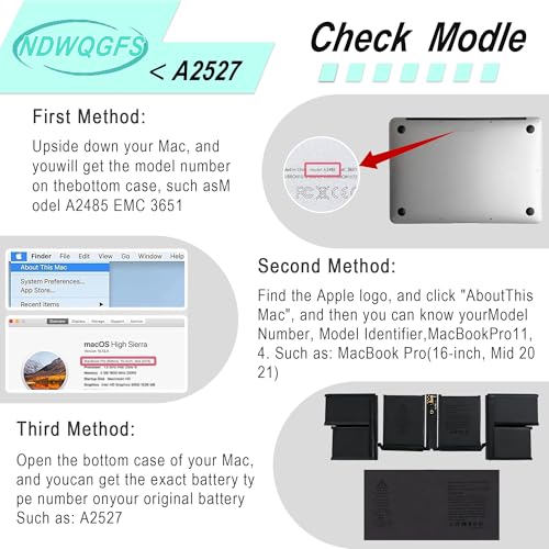 Image of A2527 A2485 Laptop Battery Compatible with MacBook Pro 16 inch A2485 (Late 2021) | 99.6Wh 11.45V Li-Polymer | EMC 3651