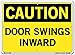 Vestil SI-C-55-C-AL-063 DOOR SWINGS INWARD Caution Sign, Aluminum, 0.063" Overall Size, 14.5" W x 10.5" H