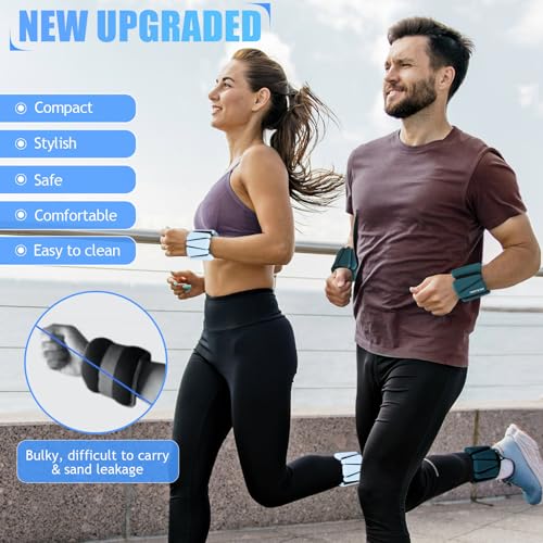 Image of BECOJADDE Ankle Weights Set of 2 (1 lb /2 lb /3 lb Each) Adjustable Wrist Weights for Women Men Wearable Arm Leg Weight for Pilates, Running, Walking, Workout, Yoga