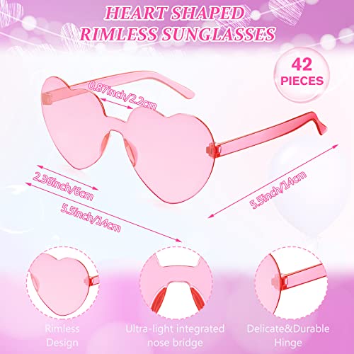 Flutesan 42 Pairs Heart Shaped Sunglasses Bulk for Women Cute Y2k Trendy Rimless Transparent Heart Glasses for Party Favor2