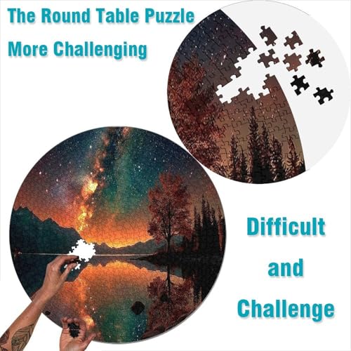 Puzzle de 1000 piezas redondo de paisaje nocturno para relajación de adultos 2