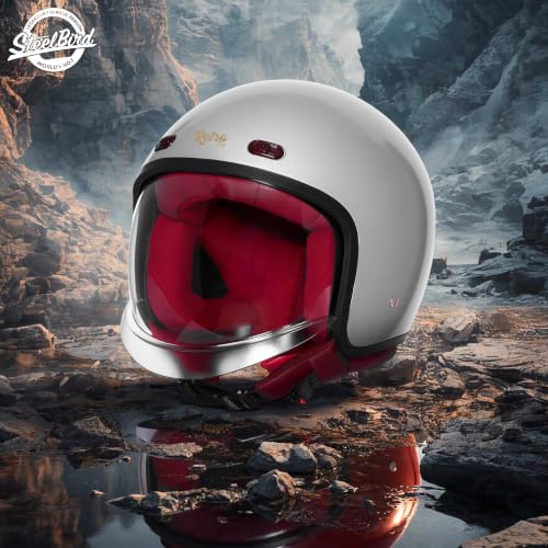 Image of Steelbird SBH-67 Retro 5.0 DOT and ISI Certified Open Face Helmet for Men and Women