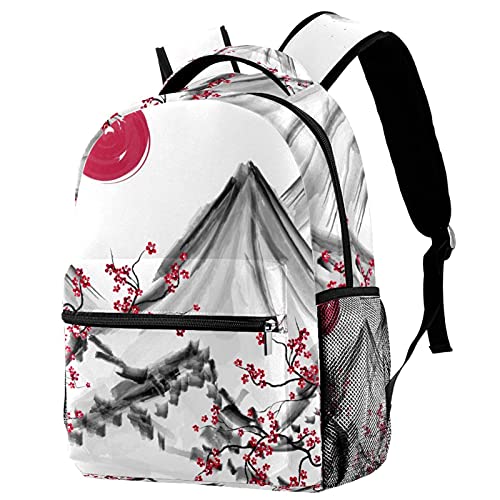 Sac à dos voyage coucher de soleil japonais peint à la main