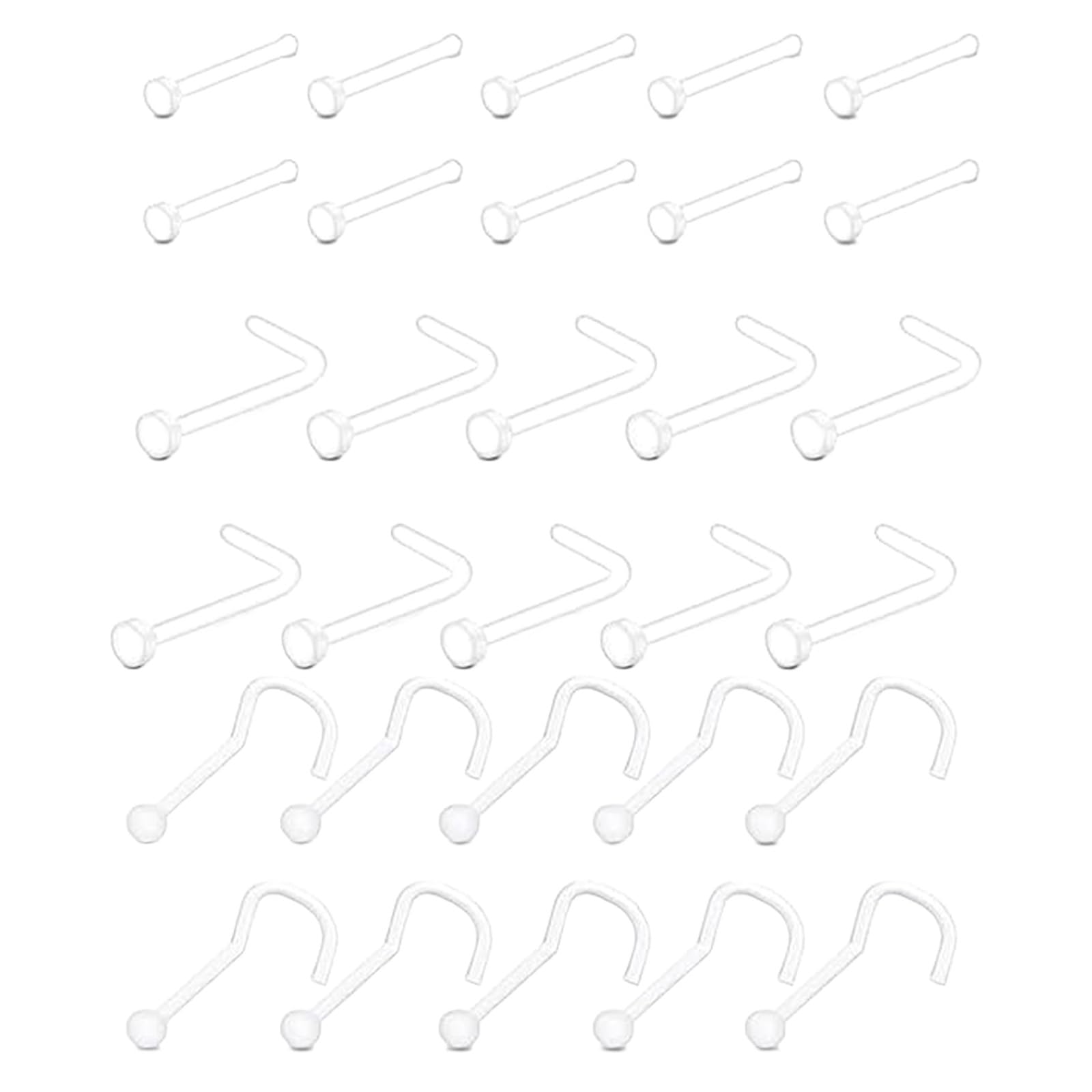 30Pcs Clear Nose Stud Retainer - Straight Piercing Studs for Daily Work - Hide Body Piercing - Christmas Nose Suds