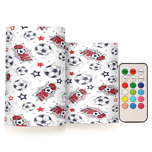 Mnsruu Flammenlose LED-Stumpenkerzen, Fußballtore mit Sternen, 2 Packungen