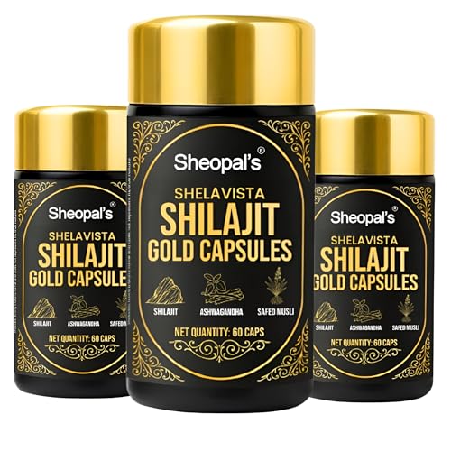 Image of Sheopals Shelavista Shilajit /Shilajeet Gold 180 Capsules | For Stamina, Muscle Growth & Energy | Ashwagandha, Gokshura, Safed Musali With Other Action Herbs | 100% Ayurvedic