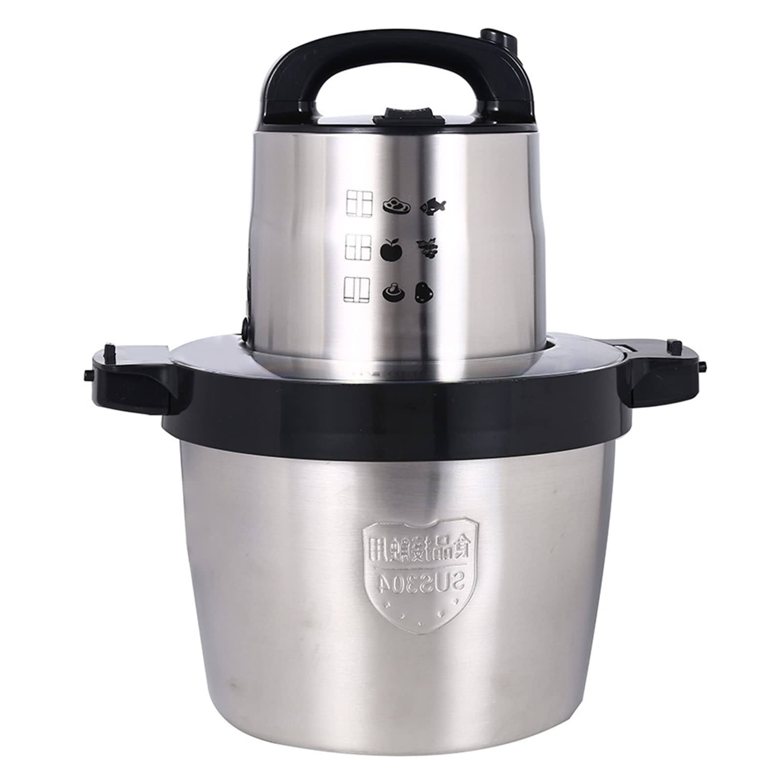 Hachoir en acier inoxydable pour légumes, fruits et noix, hachoir à viande électrique, bol de 6 L, 1600 W avec 4 lames tranchantes