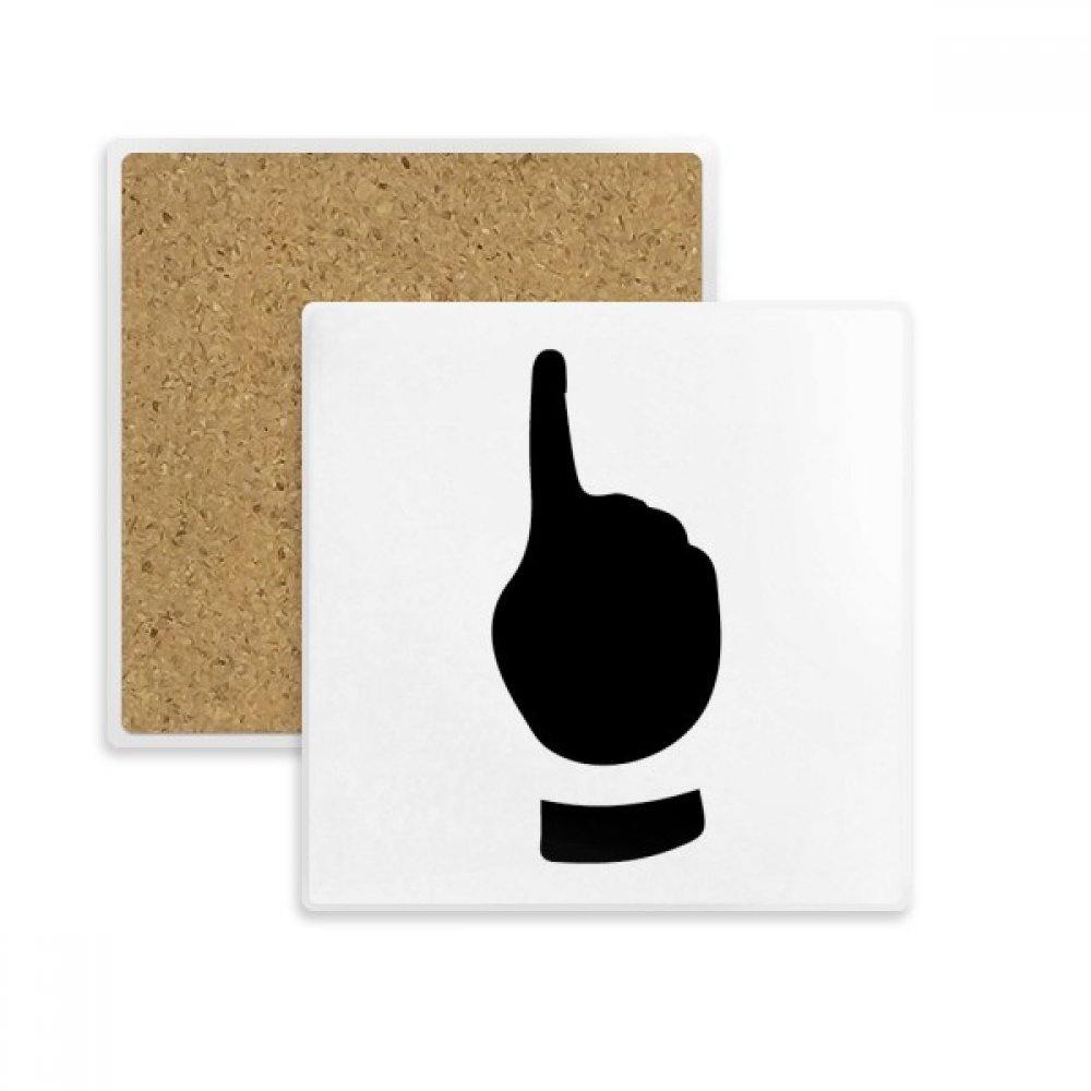 Dessous de verre carré en pierre absorbante avec motif silhouette de geste pour tasse