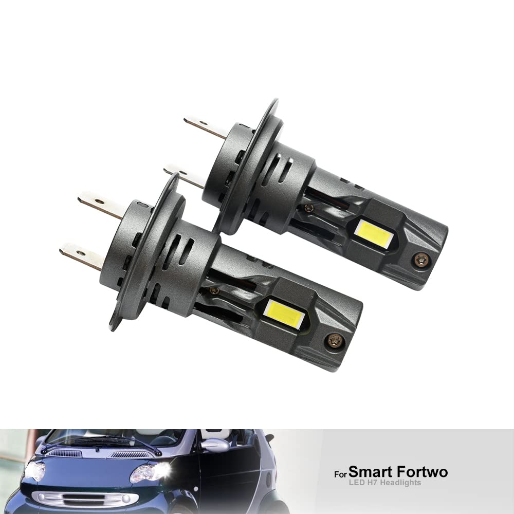 H7 LED Lampadine per fari per Smart Forfour Fortwo Cabrio Coupe Roadster 450 451 452 454 Cabrio 6500K Bianco 6x Luminoso LED conversione fari H7 Sostituzione alogena Mini formato