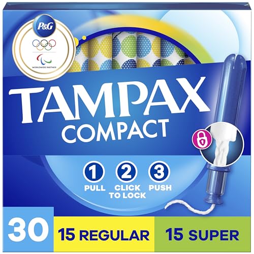 Tampax Compact Pearl Tampons Multipack, with LeakGuard Braid & Extendable Applicator, Regular/Super...