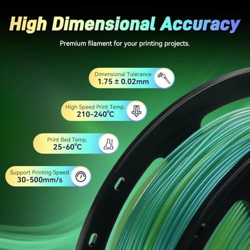 Image of FLASHFORGE Chameleon Gradient Rapid PLA Filament Yellow & Green, High Speed PLA Filament 1.75mm Max 500mm /s Fast Printing, Displays Shimmering Effects from Various Angles and Light