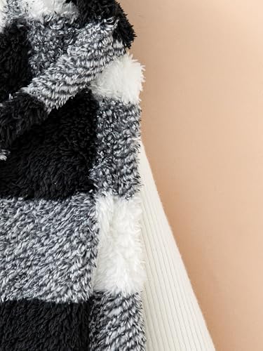 Girls Plaid Fleece Hoodie Vest Kids Long Winter Coats Sleeveless Outerwear3