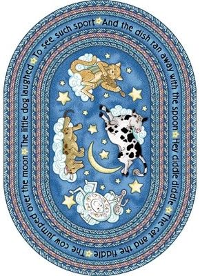 Joy Carpets Kid Essentials Infants & Toddlers Hey Diddle Diddle Rug, Pink, 3'10" x 5'4" Oval