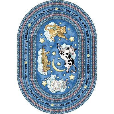 Review Joy Carpets Kid Essentials Infants & Toddlers Hey Diddle Diddle Rug, Pink, 3'10" x 5'4" Oval