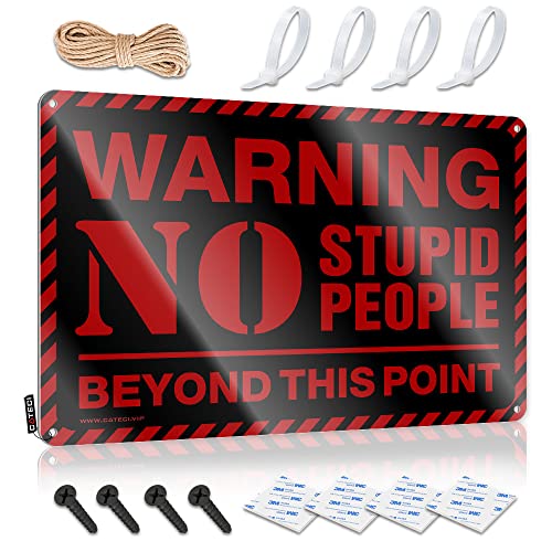 FLEZONITE ���^���T�C�� For Man Cave Warning No Stupid People Beyond This Point Sign ���^���T�C�� �ʔ������^���}���P�[�u�T�C��(20X30cm)