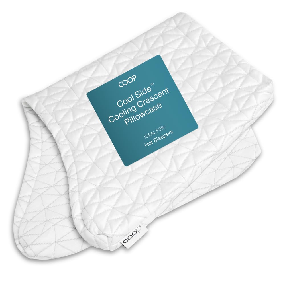 Coop Home Goods Cool Side Crescent Pillowcase, Queen Size Cooling Pillow Case for Hot Sleepers, Crescent Shape, Two-Sided Pillow Covers, Cozy Side & Cool Side, Ultra Soft Lulltra Cool Technology