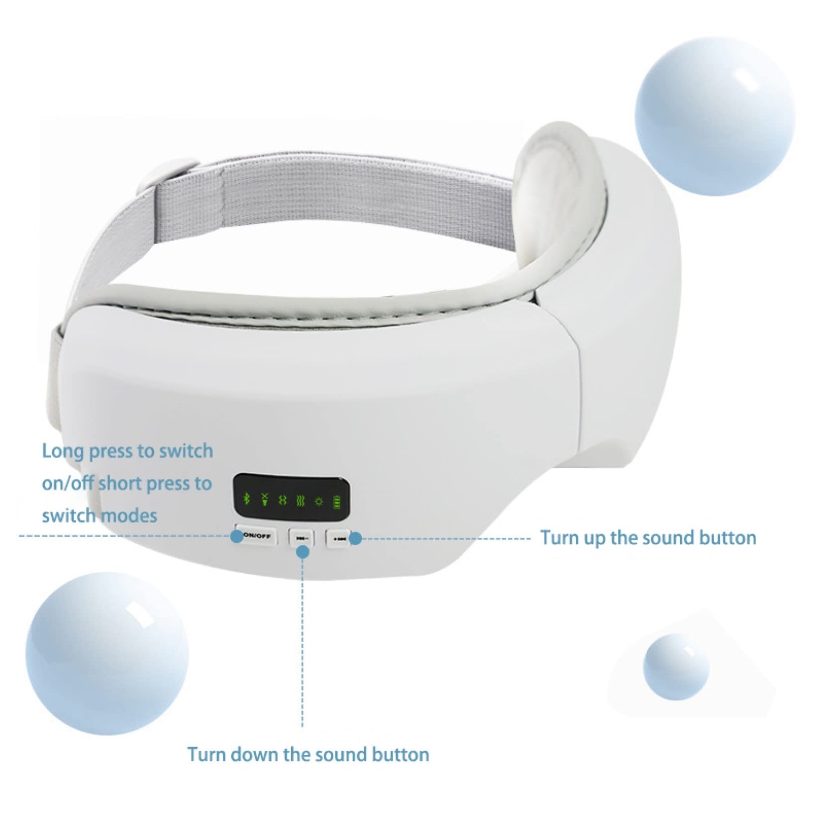 Masajeador De Ojos con Calor Y Vibración con Bluetooth Protector De Ojos Recargable para Aliviar La Fatiga Ocular Y Las Ojeras