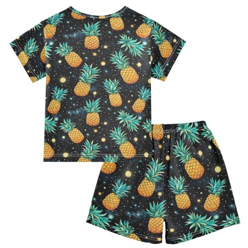 ALAZA Pineapples Stars Pajama Set Short Sleeve Sleepwear Soft Lounge Nightwear2