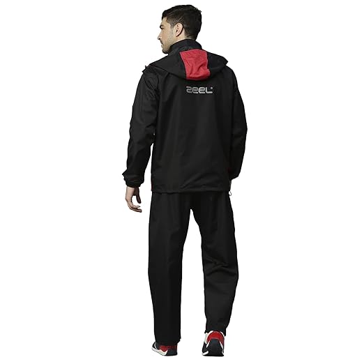 ZEEL Seam Sealed Raincoat | High Neck Jacket with Hood | Waterproof Pant and Carrying Pouch | JS508 Unisex-adult