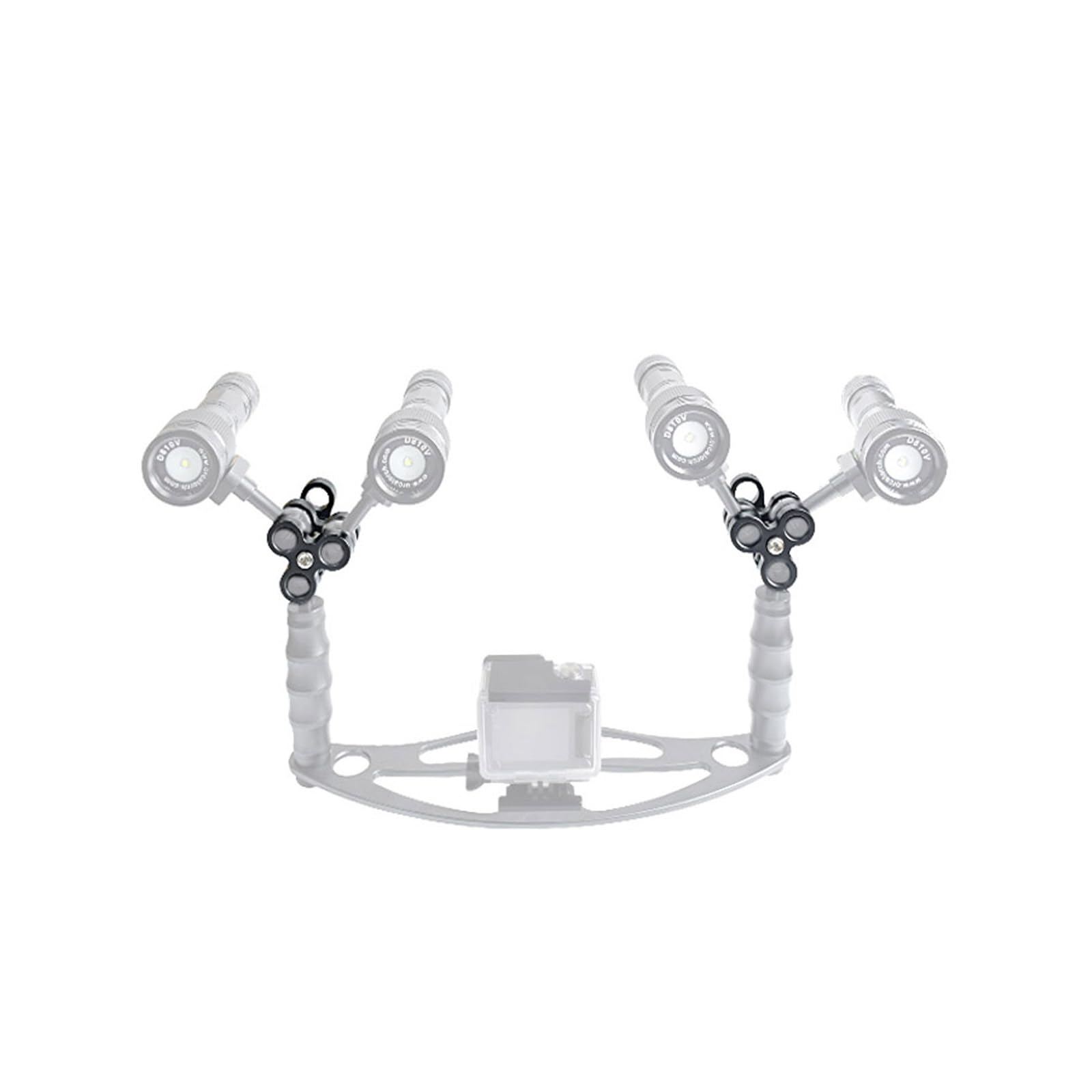 OrcaTorch ZJ14 Pince à Rotule en Aluminium pour Bras de Lampe de Plongée et Plateau Caméra sous-Marine, Support Adaptateur à Clip 360° pour Caméra d'action et Accessoires de Plongée
