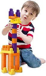 Blocos de Montar V Infantil da Blocolândia Dismat - 60 Peças Coloridas e Seguras, Estimula Inteligência e Coordenação Motora, Ideal para Crianças a Partir de 18 Meses