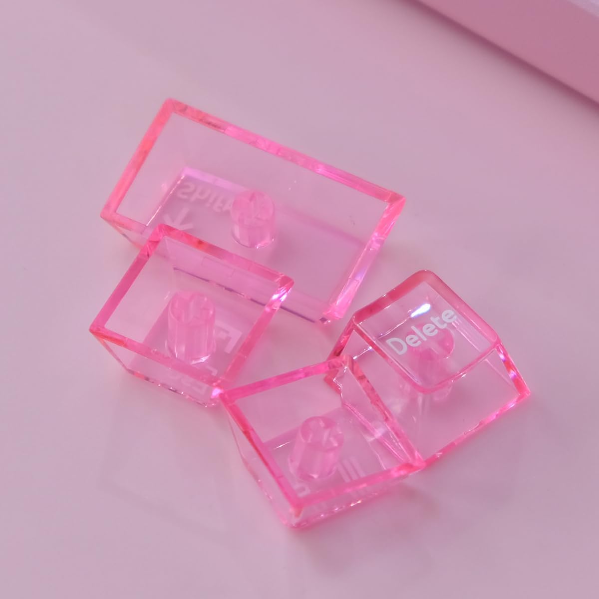 Sumgsn 114 Keys Transparent Keycaps PC Cherry Profile Pink Keycaps Set Fit for Cherry Mx Switches Mechanical Keyboard