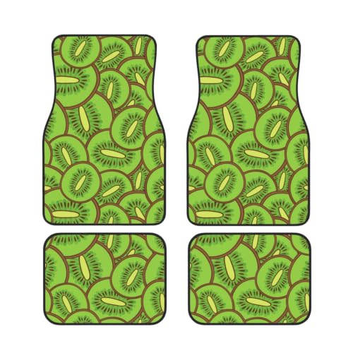 Alfombrillas de coche con patrón de kiwi verde juego de 4 piezas antideslizantes de neopreno