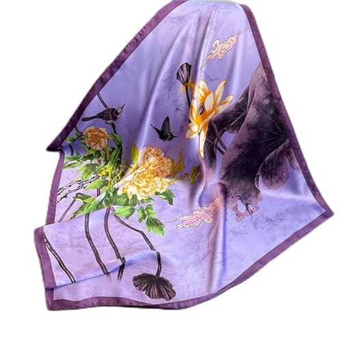 MKYYIOED Pañuelos Mujer Bufandas de seda estampadas for mujer, pañuelos cuadrados 70 cm, hiyab femenino, pañuelo satén, informal for decorar el cuello dama