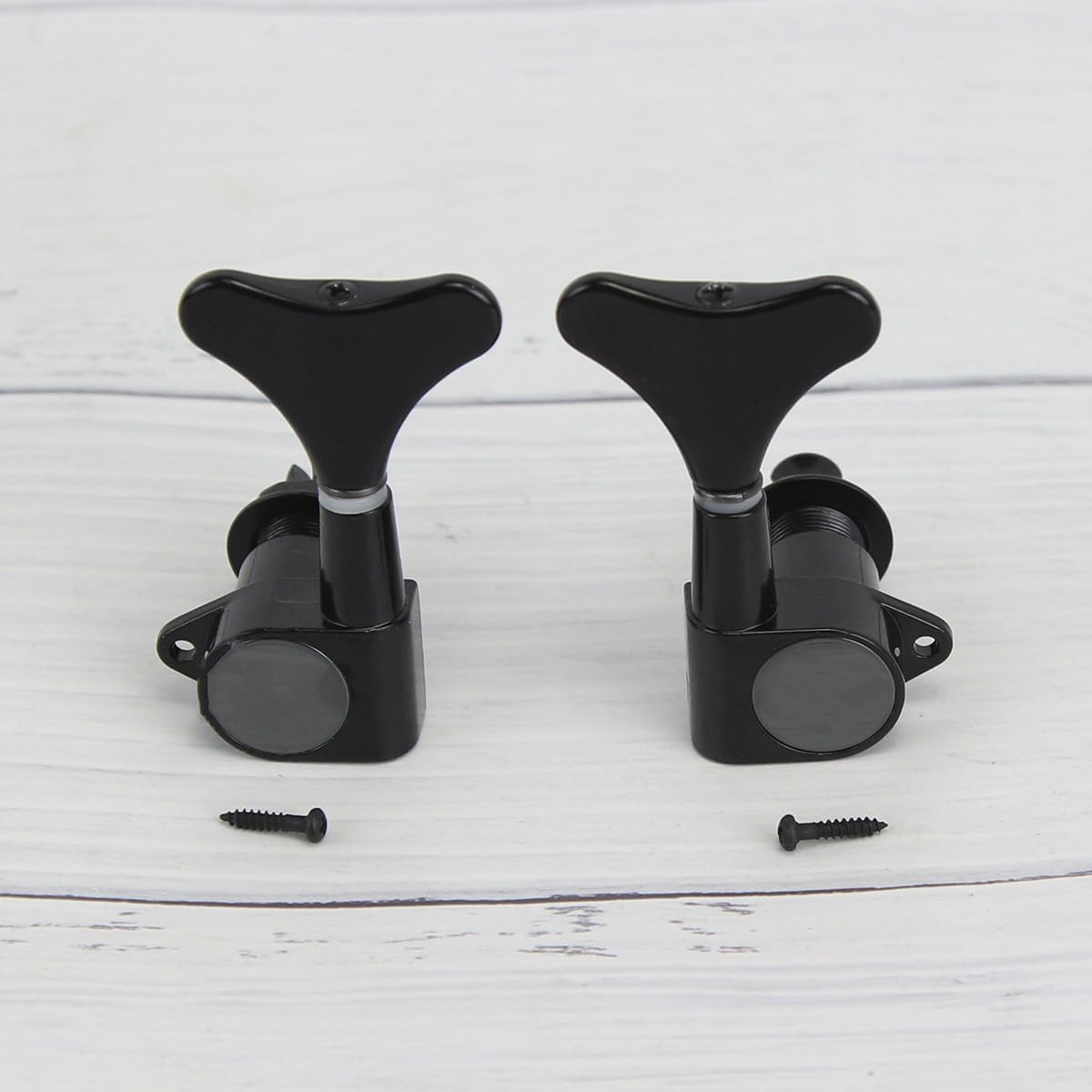FLEOR Black 2R2L Bass Guitar Sealed Tuning Pegs Tuners Machine Heads Tuning Key Buttons for Precision Bass Jazz Bass