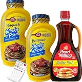 Pancake Mix Just add Water and Pancake Syrup | Bisquick Shake n pour 2 Pack | Butter Rich Syrup | Snack Fun Shopping Pad