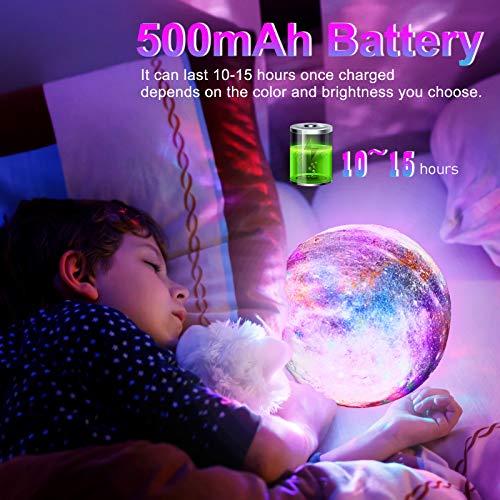 Segoal Moon Lamp Kids Night Light, 5.9 Inch Galaxy Lamp 16 Colors Led 3D Star Moon Light With Wood Stand, Touch & Remote Control & Usb Rechargeable, Birthday Gift For Baby, Children, Girls, Boys #TOP3
