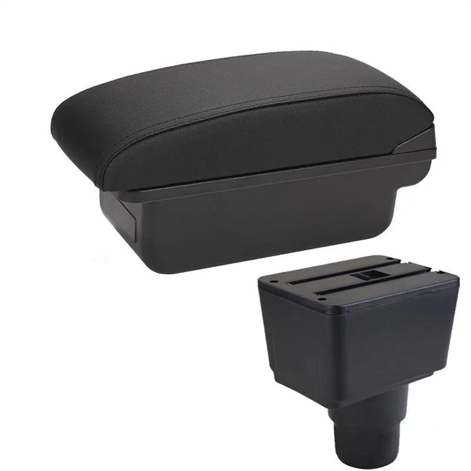 NOHEEU 2018-2024 Car Armrest Storage Box Arm Accessories Retrofit Parts Interior For EcoSport(C2 Black line NO USB)