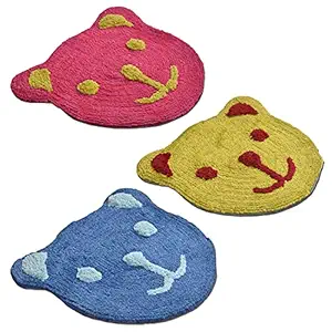 Yellow Weaves Microfiber Designer Door mats (Set of 3) , Multi Color