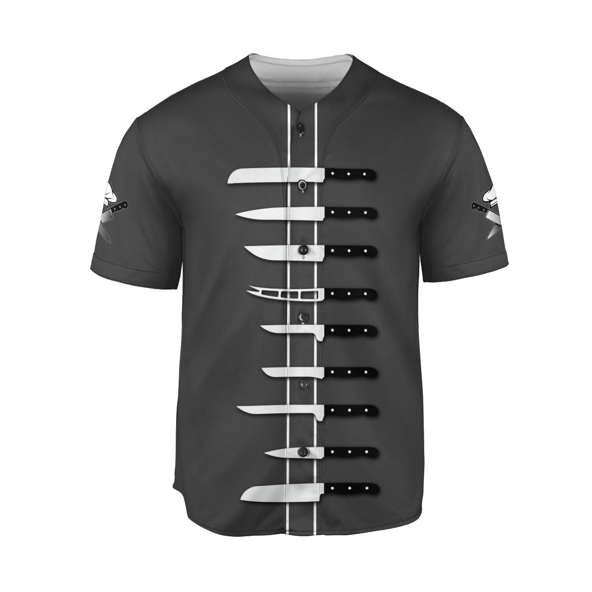 Personalized Chef Baseball Jersey, Chef Pattern Baseball Jersey Chef Knives, Gift for Cooks Restaurant Uniform (Style 8)