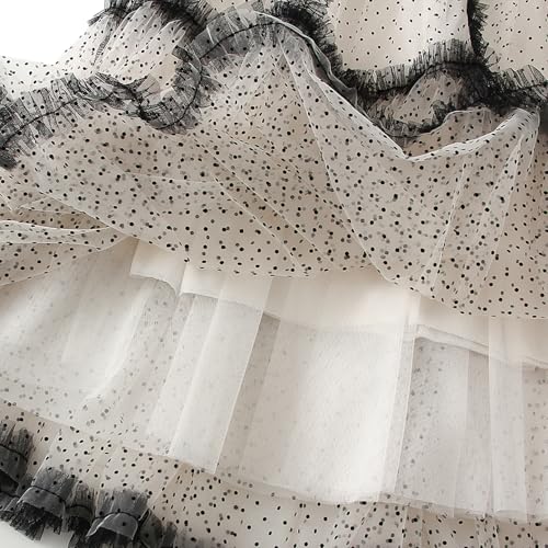 Women's Maxi Tulle Skirt A-line High Elastic Waisted Polka Dot Printed Mesh Long Skirts Trendy 5