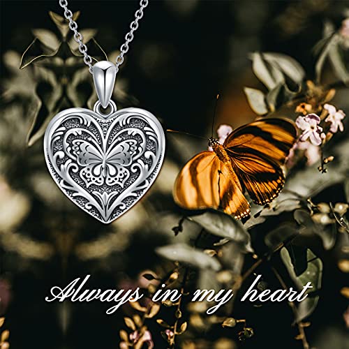 Soulmeet Heart Shaped Vintage Butterfly Locket Necklace That Holds 2 Pictures Photo Keep Someone Near To You Sterling Silver Custom Jewelry Personalized Locket Necklace (Locket Only) #TOP5