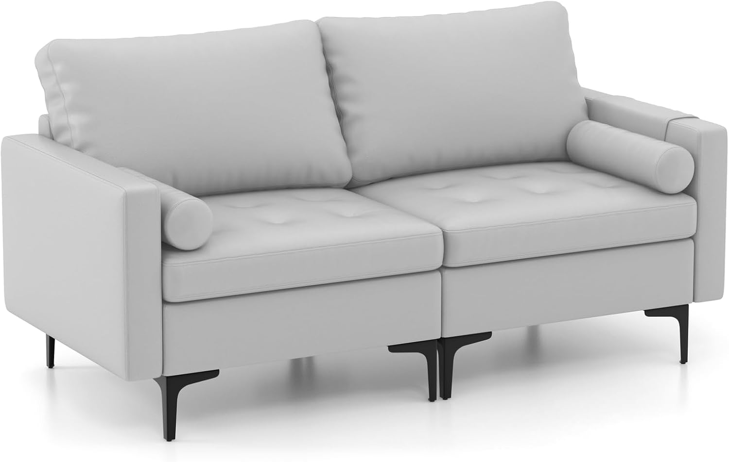 COSTWAY 2/3Seater Sofa Bed, Leathaire Upholstered Sectional Lounge