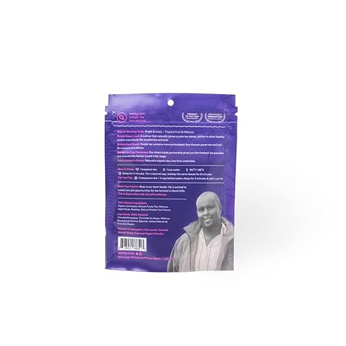 Miniatura 2 de JusTea PURPLE RAIN  Bolsa de repuesto de té morado de hojas sueltas más de 160 tazas (11.3 onzas)  Muy baja cafeína  Galardonado  Comercio Justo