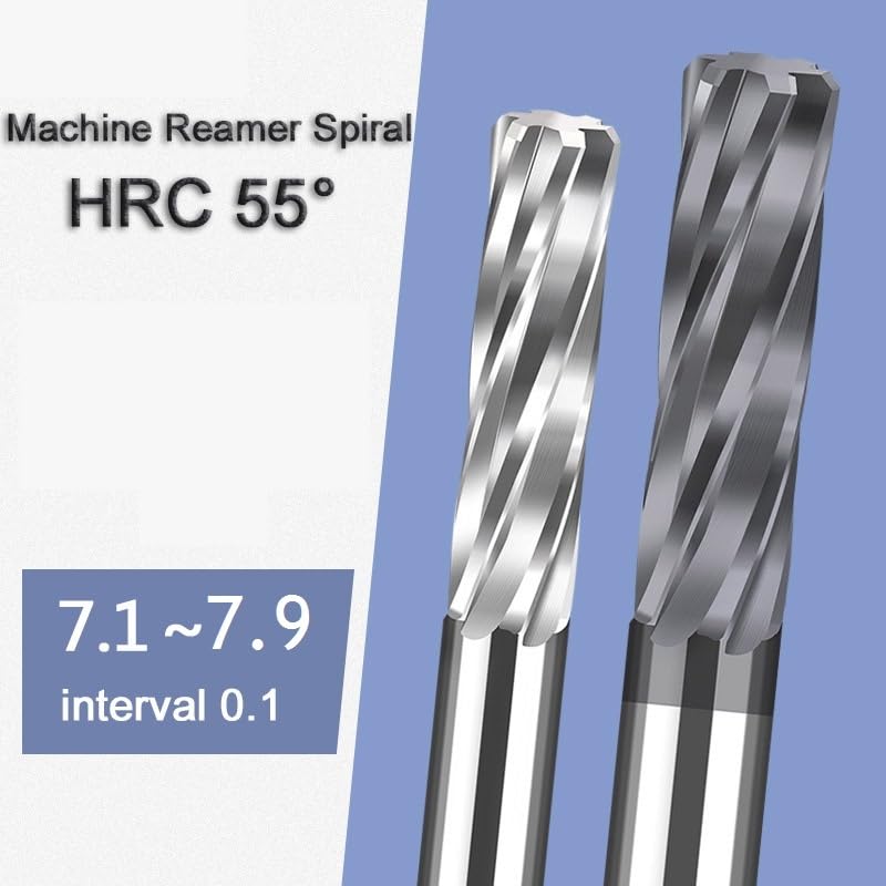 High Precision CNC Chucking Reamer - 7.1~79mm Diameter, 6 Flutes, Tungsten Steel Carbide Spiral Reamer for Metal Cutting(7.6X35X70mm)