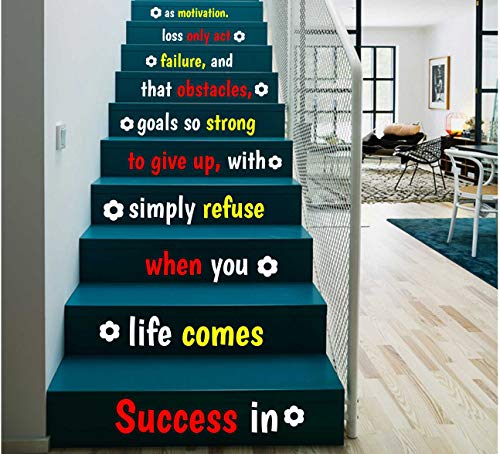 Image of CVANU Letters Wall Decor Stickers Stair Decals Quotes Stairway Decals Quote Steps Vinyl Stickers Lettering Family Staircase Decal Multicolor (Stairs-pg 28)