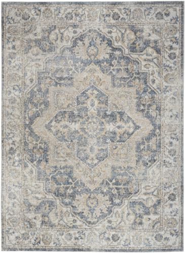 5 x 7 ft. Gray Oriental Power Loom Washable Rectangle Area Rug - Gray - 5 x 7 ft.