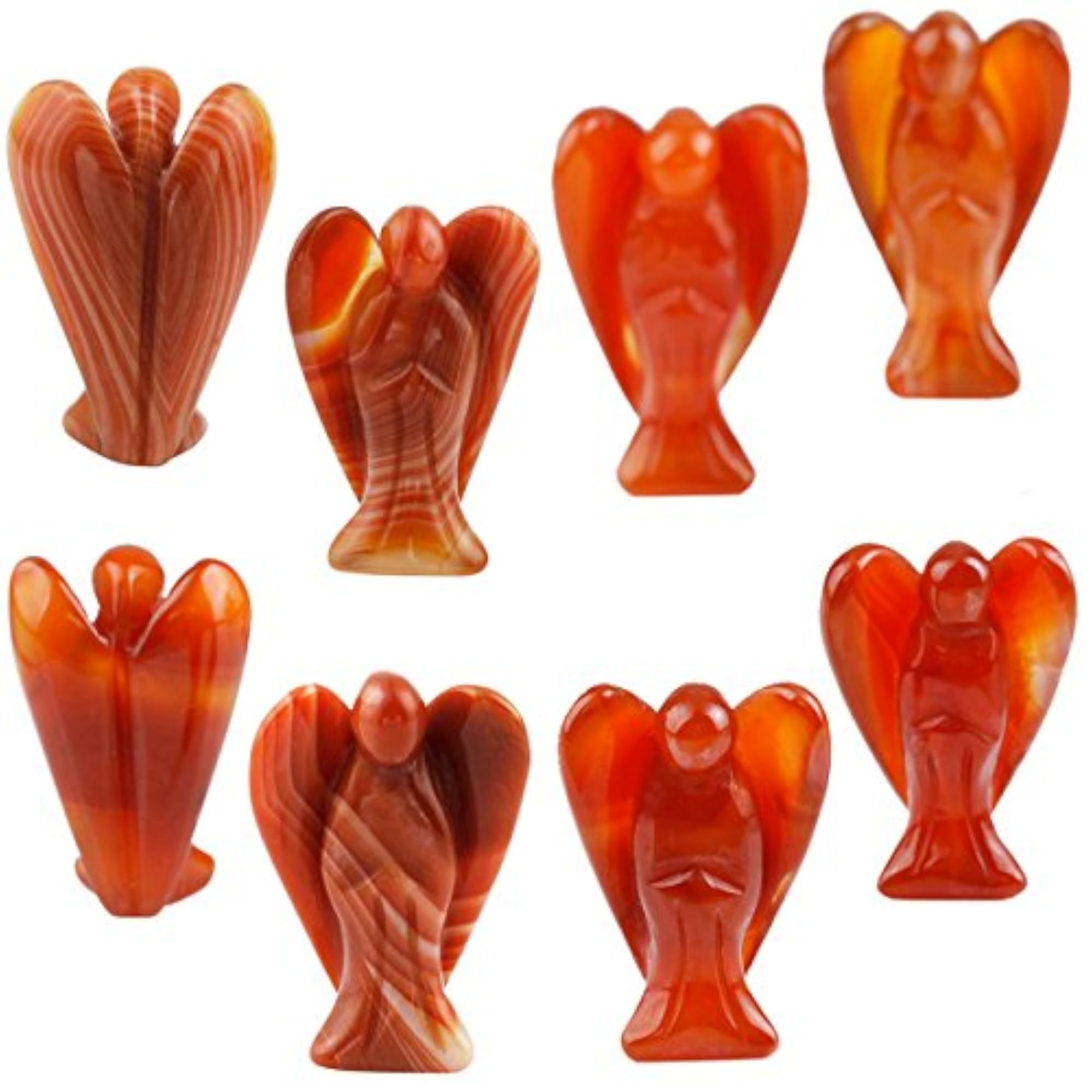 SUNYIK Carved Guardian Angel Natural Crystal Pocket Statues