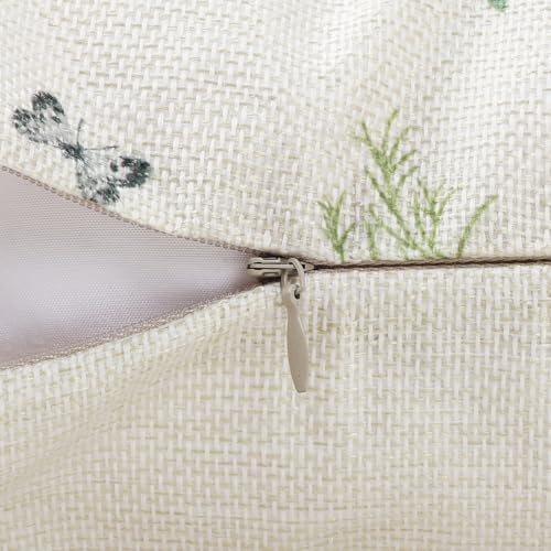 COZZSNUGE Garten Blumen Kissenbezüge 45 x 45 cm, Grüne Pflanzen Wildblumen Bauernhaus Polyester Dekorative Kissenhülle Zierkissenbezüge für Sofa Zuhause Garten Outdoor 4er Set