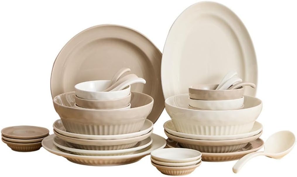 Cream Wind Tableware Dish Set Home Banquet Combination Ceramic Eat Rice Bowl Soup