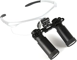 EustomA 6.0X High Magnification Magnifying Glass Flip-up Type Binocular Loupe Adjustable Pupillary Distance 420mm Operating Distance (Silver)