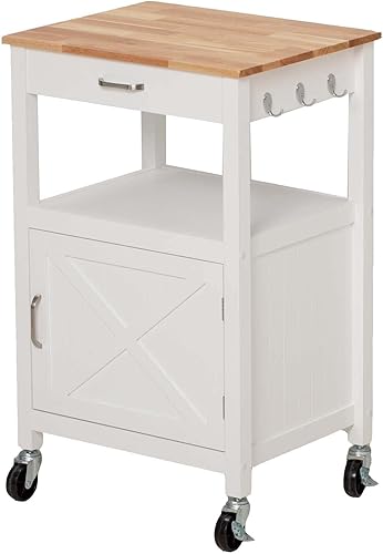 Hlivelood Carrito de cocina con ruedas, isla de cocina rodante con almacenamiento, armario de cocina con puerta de granero y cajón para comedor,