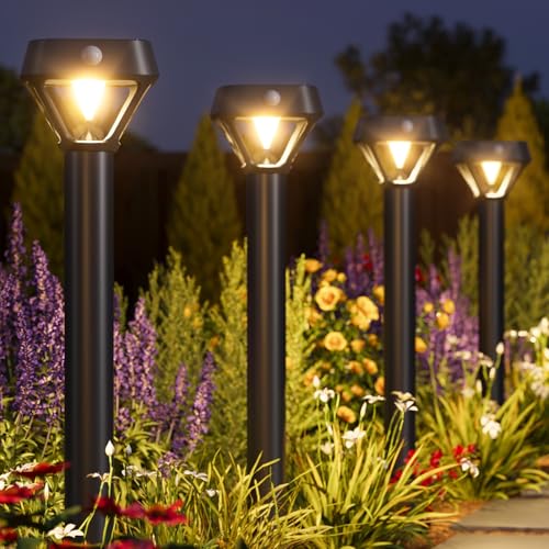 XMCOSY+ Smart Solar Pathway Lights, Bluetooth APP Control with Motion Sensor, 150LM RGBCW Color...