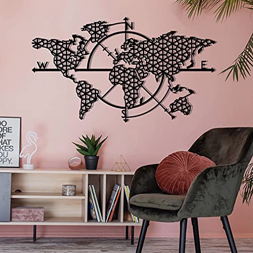 Hexagon World Map Metal Wall Decor (116 x 75 cm) Cover
