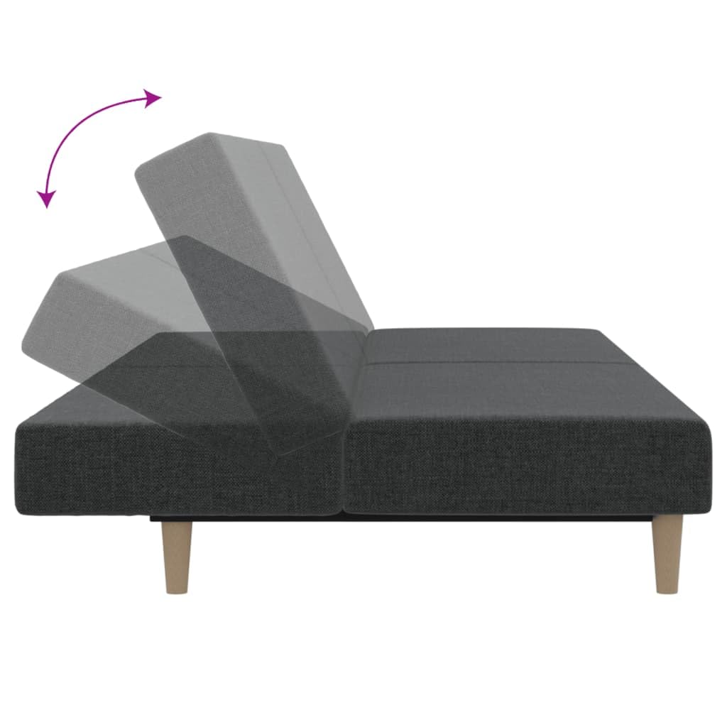 Divano Letto 2 Posti Grigio Scuro in Tessuto Reclinabile 200 cm