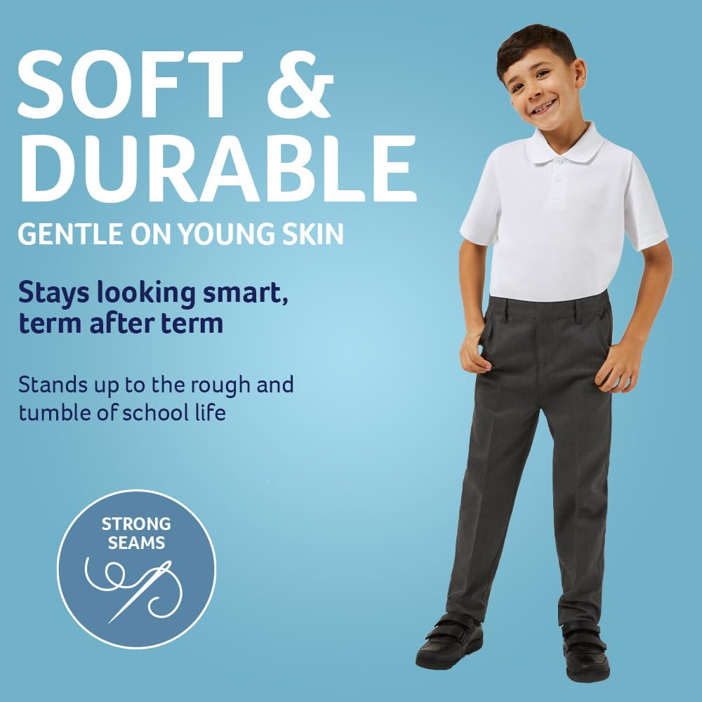 Trutex Basics - Confezione da 2 pantaloni da scuola per ragazzi (3-12 anni), gamba sottile, pantaloni per la scuola, pantaloni da scuola per ragazzi, pantaloni eleganti e resistenti, per uniforme